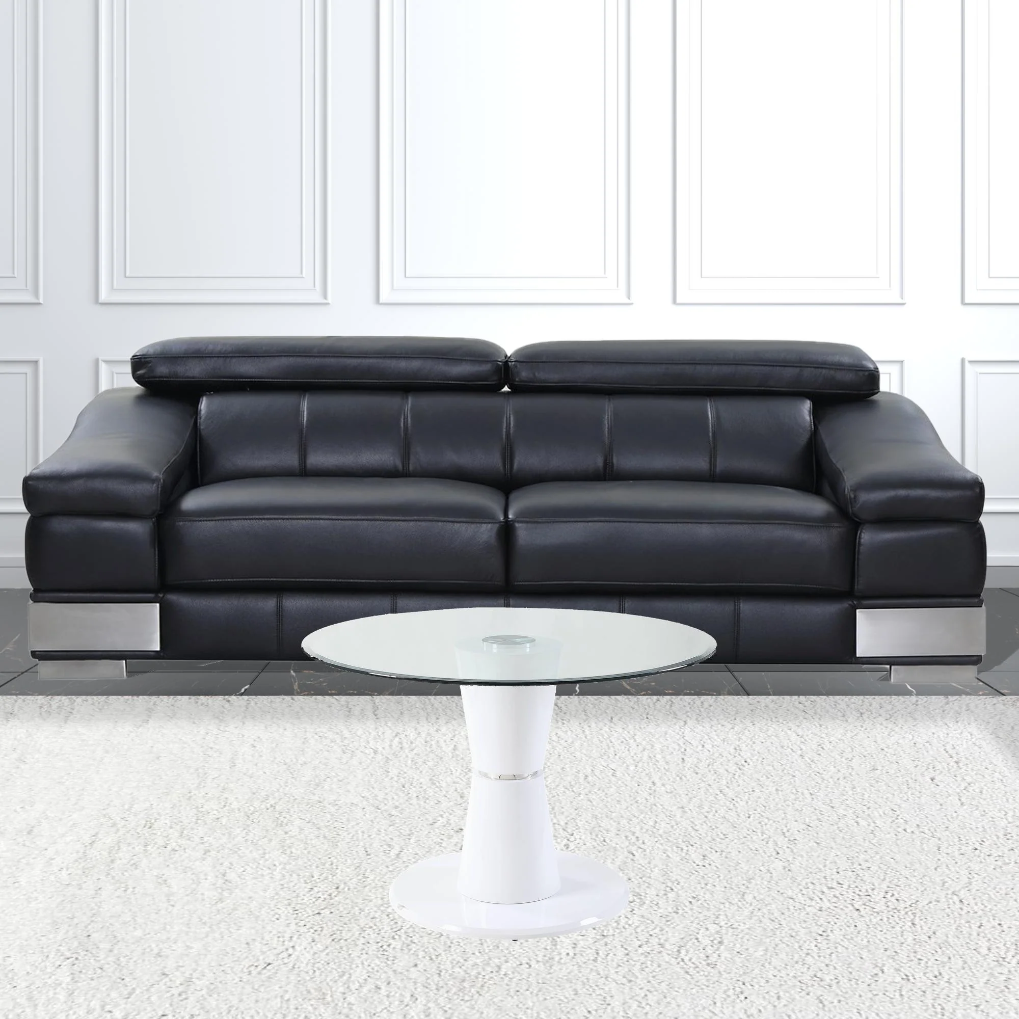 34" Clear And White Glass Round Coffee Table By Homeroots - Image 2