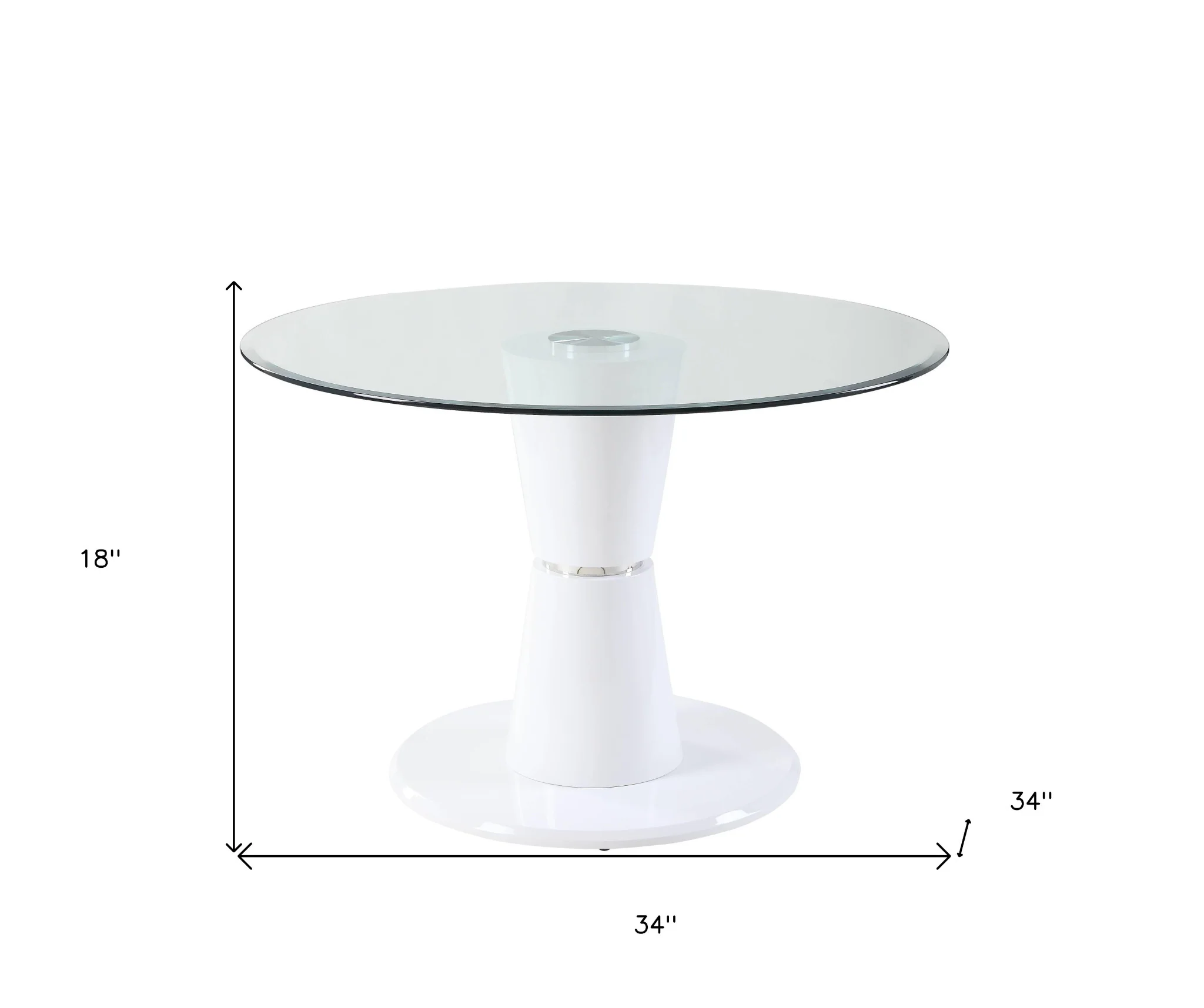 34" Clear And White Glass Round Coffee Table By Homeroots - Image 5