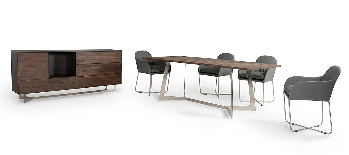 34' Dark Aged Oak Veneer Steel And Wood Buffet By Homeroots - Image 3
