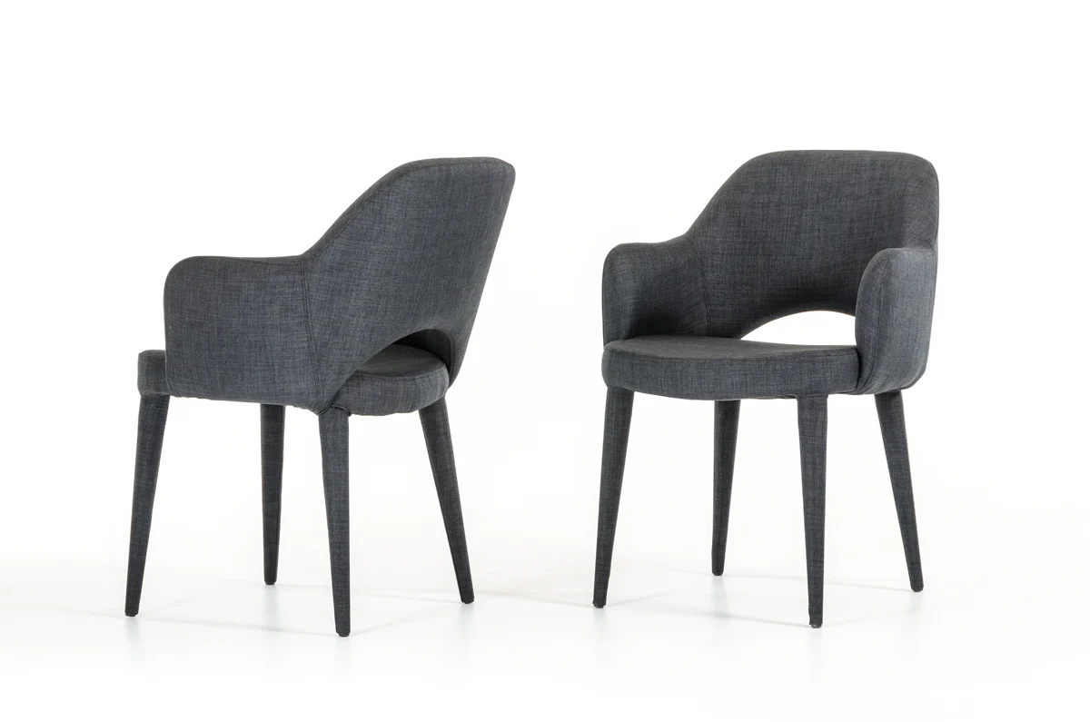 34' Dark Grey Fabric And Metal Dining Chair By Homeroots - Image 2