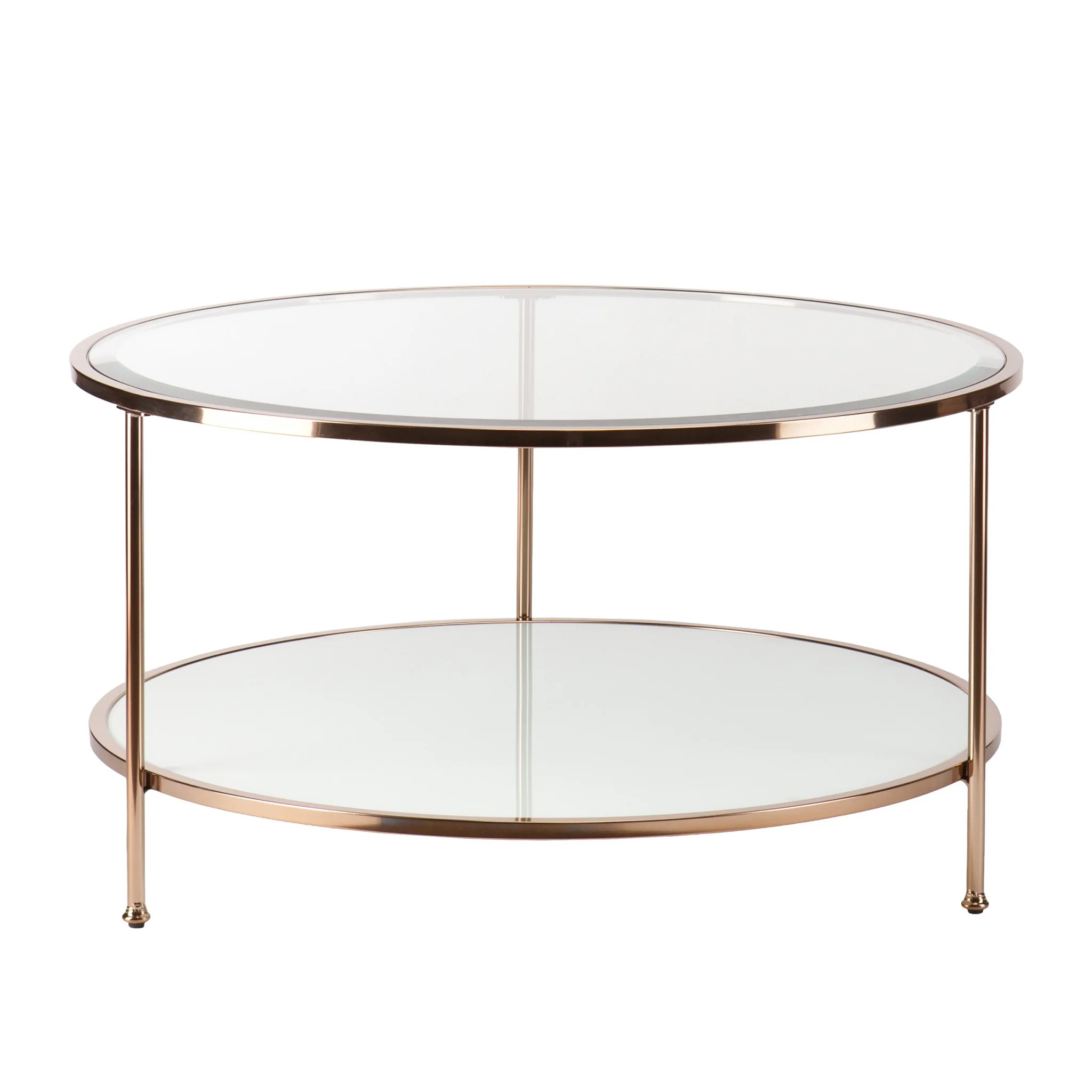 34" Gold Glass And Metal Round Coffee Table By Homeroots - Image 2