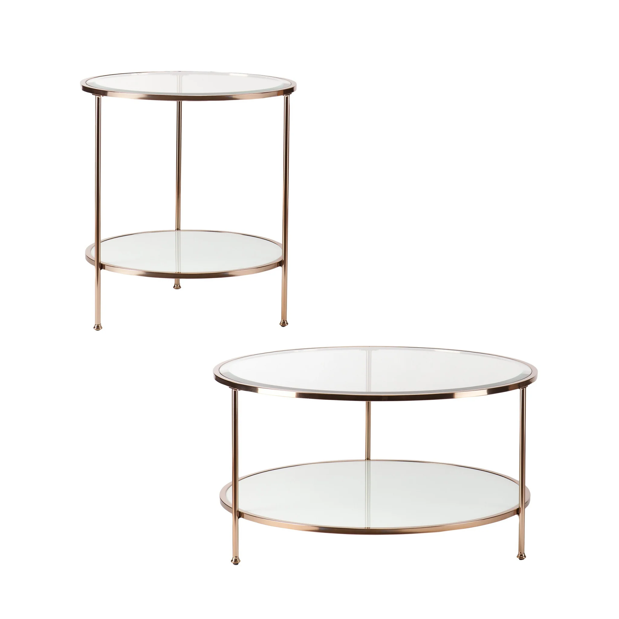 34" Gold Glass And Metal Round Coffee Table By Homeroots - Image 4