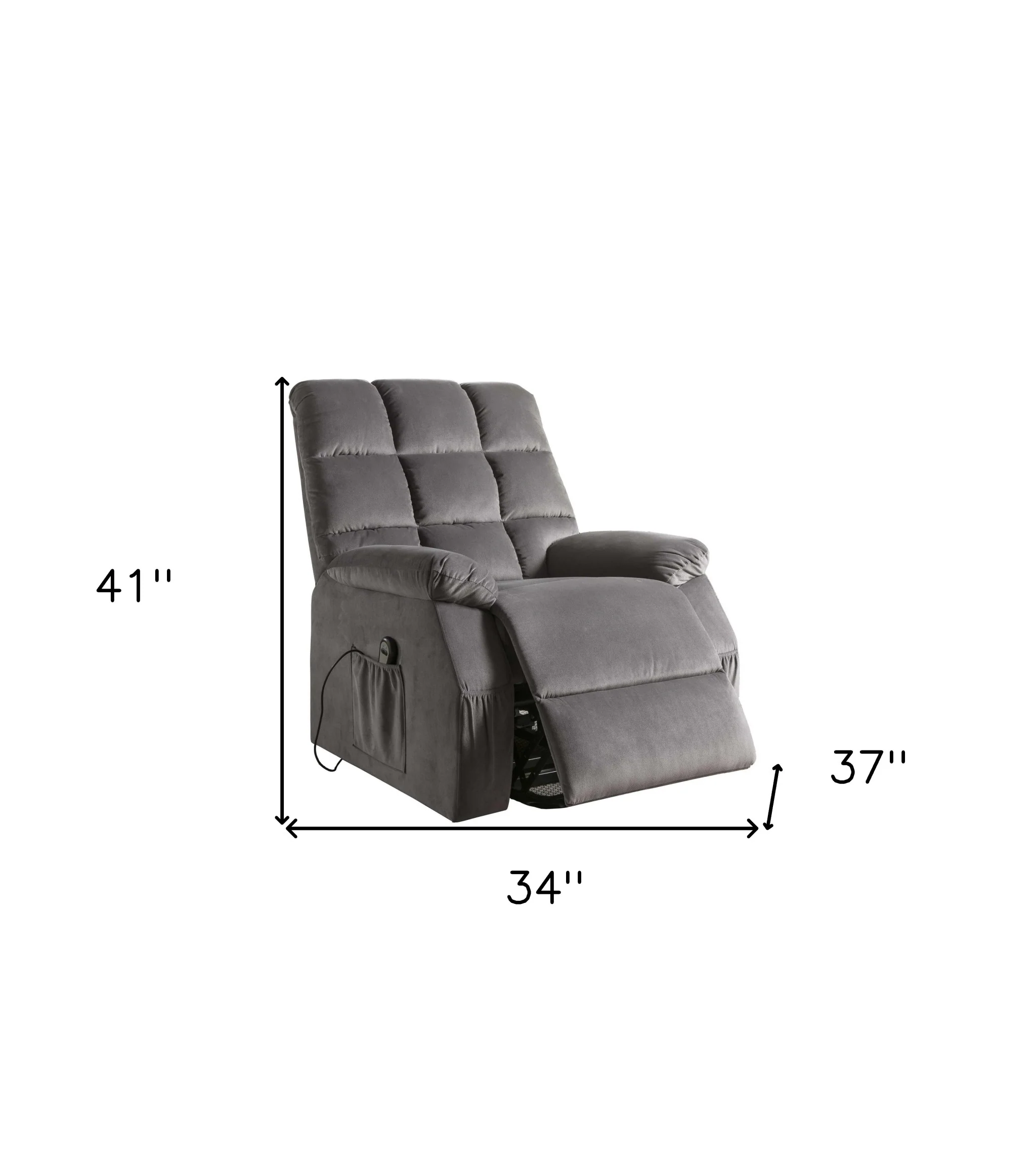 34" Gray Recliners By Homeroots - Image 5