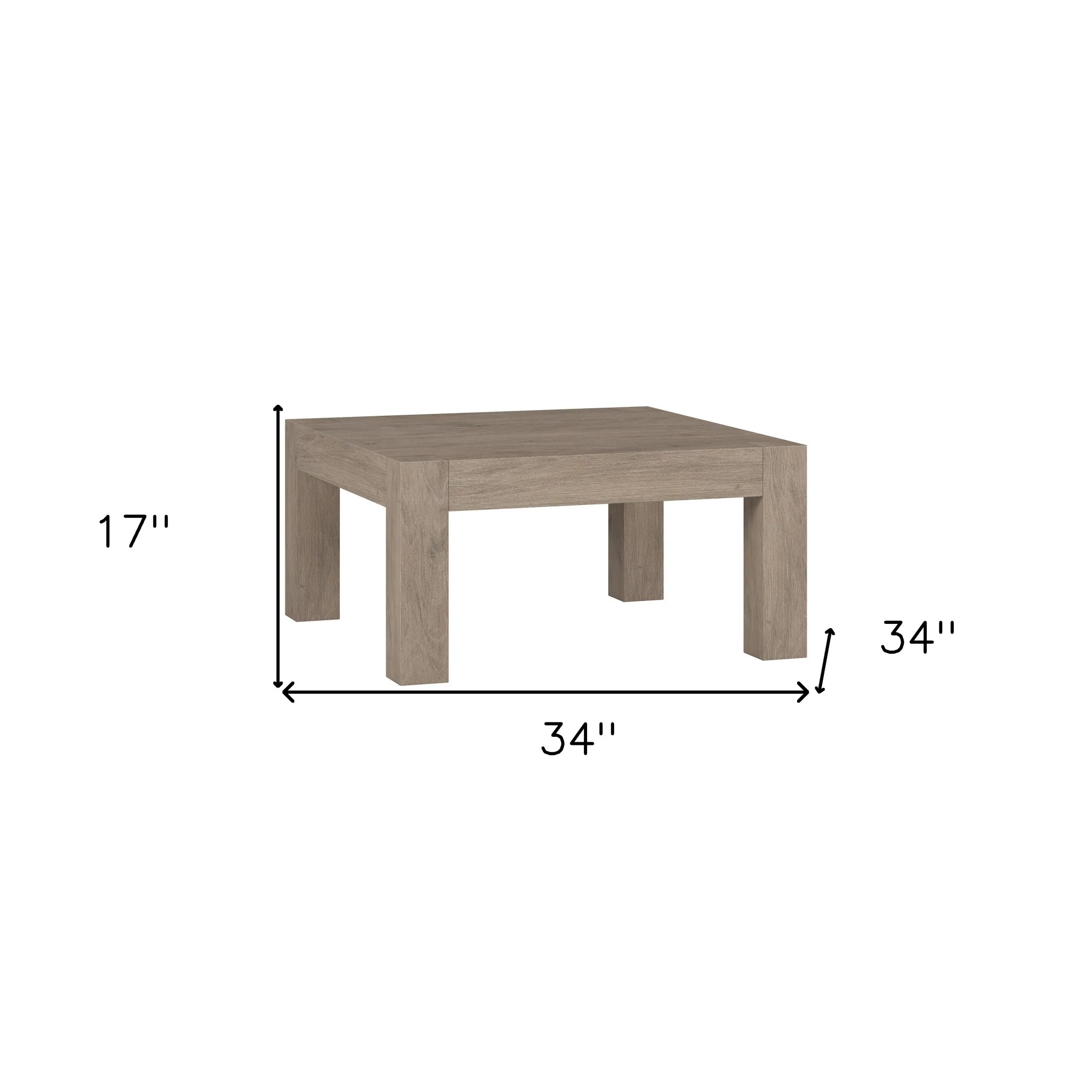 34" Gray Manufactured Wood Square Coffee Table By Homeroots - Image 7