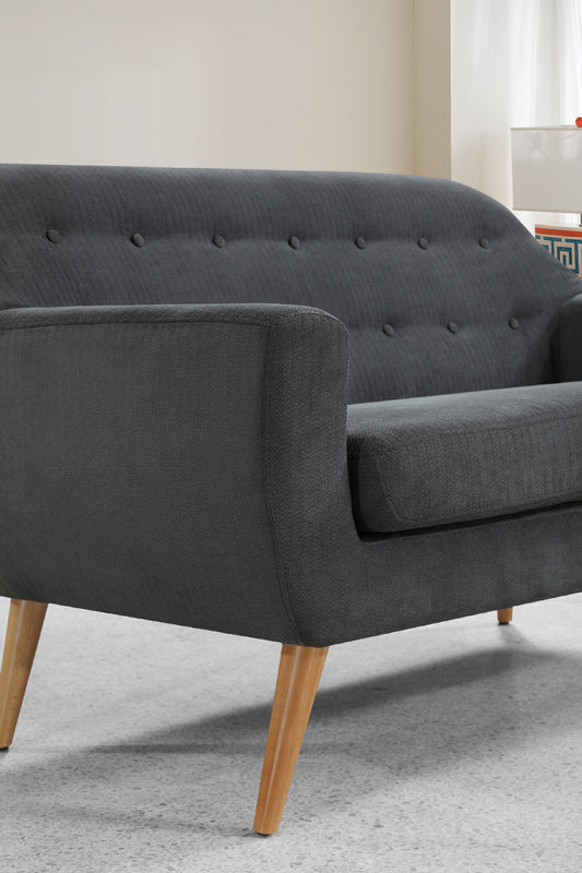34" Grey Fabric Foam and Wood Sofa Set By Homeroots - Image 4