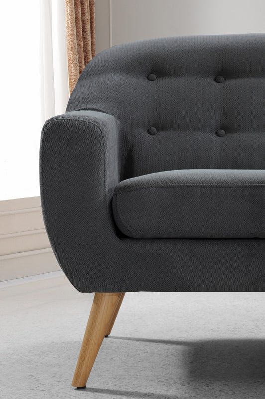 34" Grey Fabric Foam and Wood Sofa Set By Homeroots - Image 5