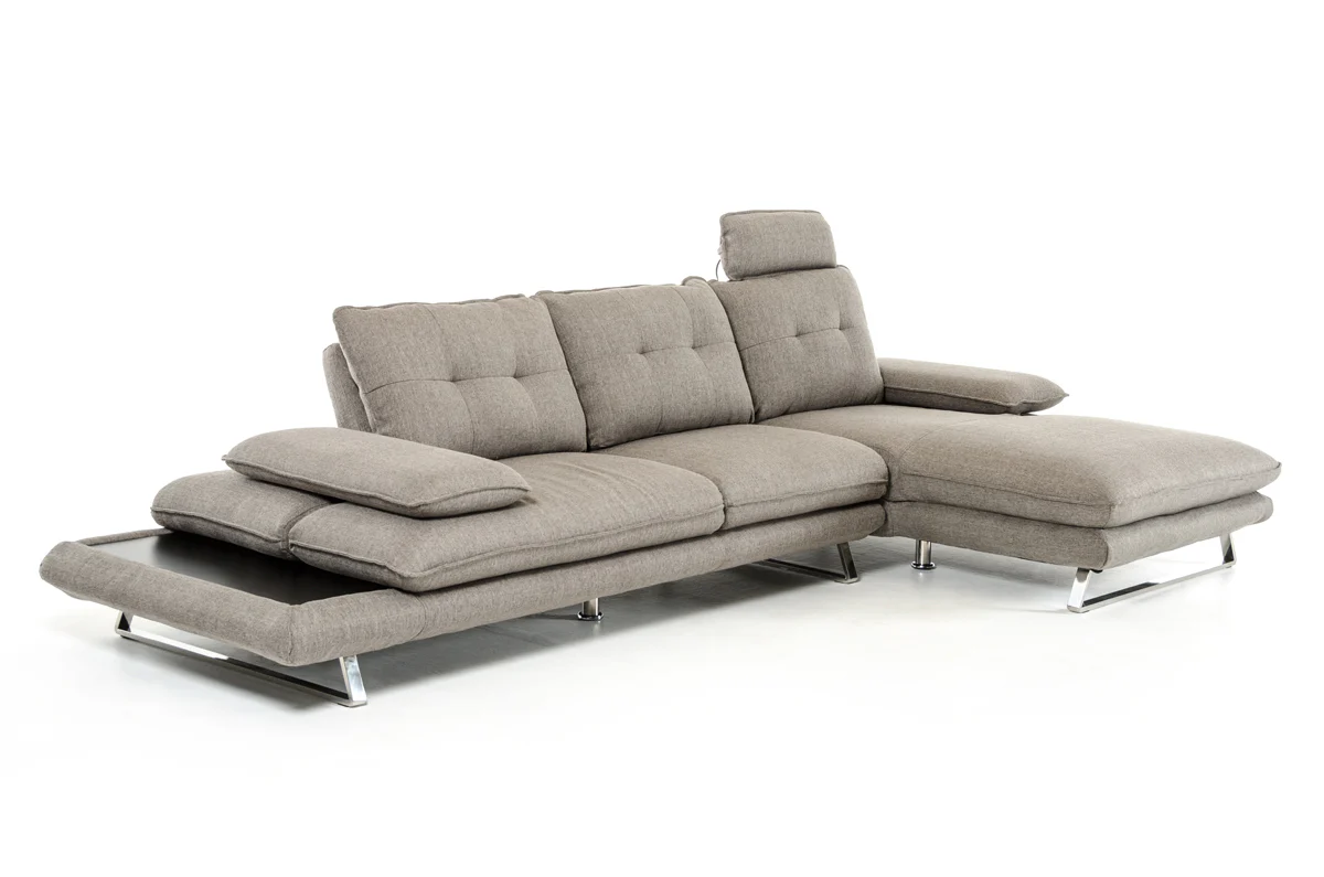 34" Grey Fabric Foam Wood and Steel Sectional Sofa By Homeroots - Image 2