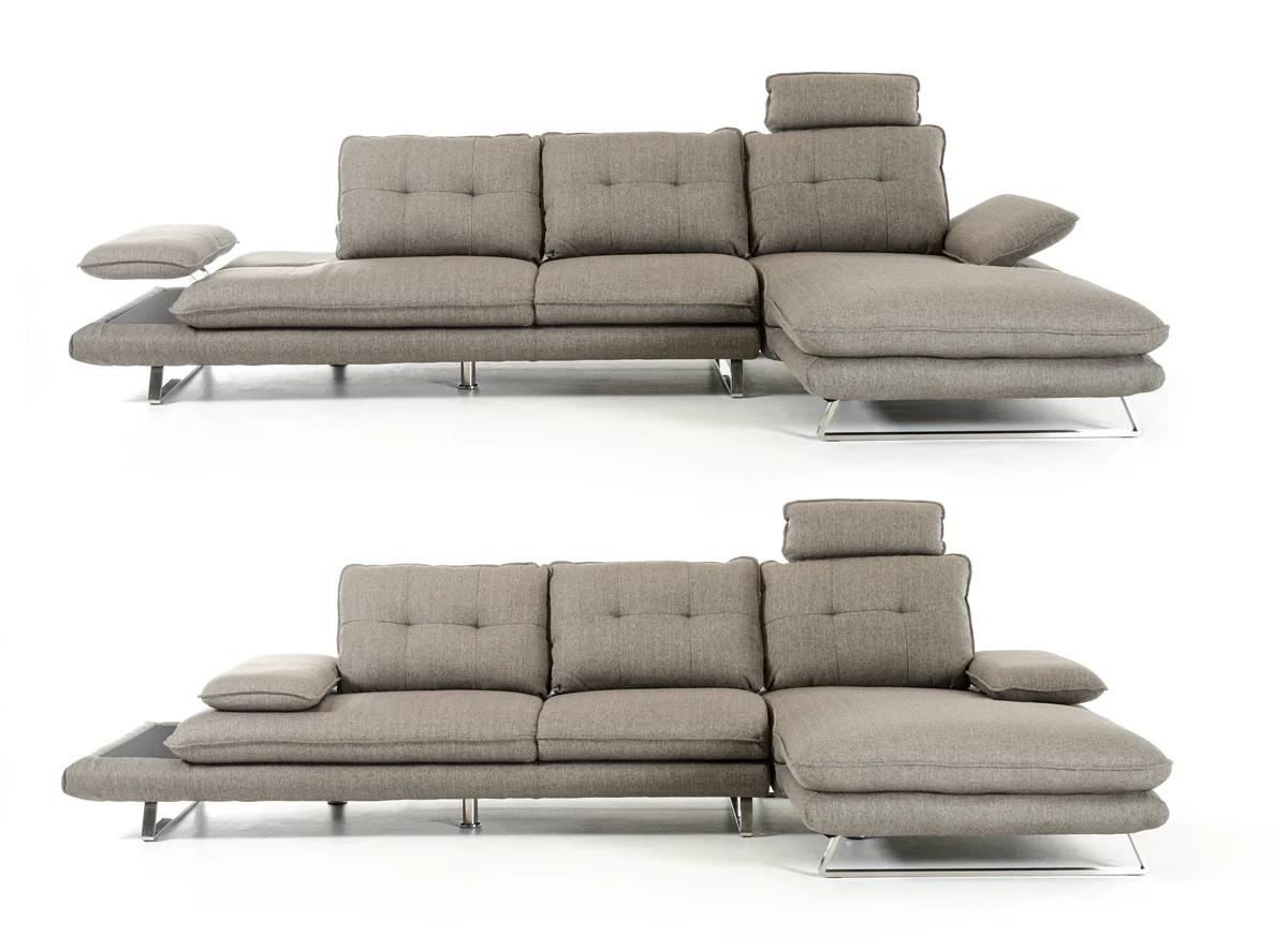 34" Grey Fabric Foam Wood and Steel Sectional Sofa By Homeroots - Image 3