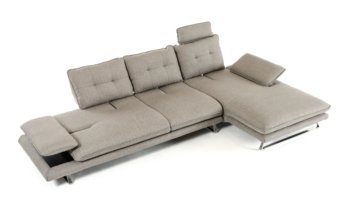 34" Grey Fabric Foam Wood and Steel Sectional Sofa By Homeroots - Image 5