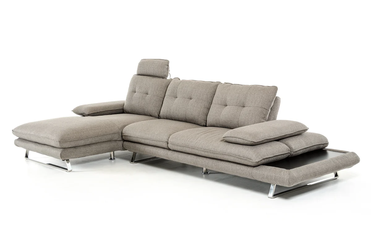 34' Grey Foam Steel Wood and Veneer Sectional Sofa By Homeroots - Image 2