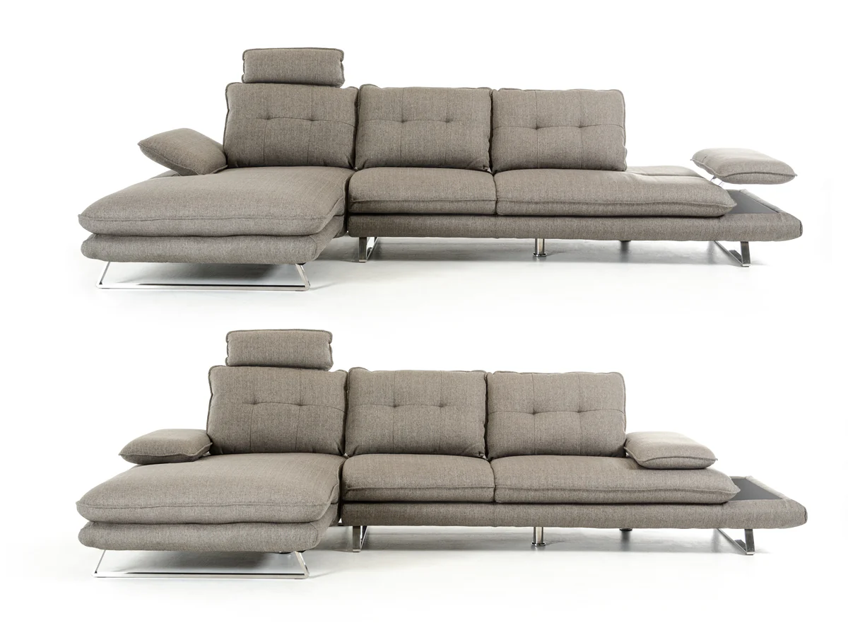 34' Grey Foam Steel Wood and Veneer Sectional Sofa By Homeroots - Image 3