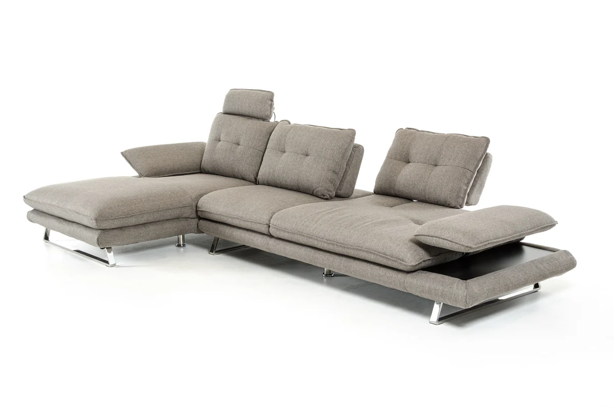 34' Grey Foam Steel Wood and Veneer Sectional Sofa By Homeroots - Image 4