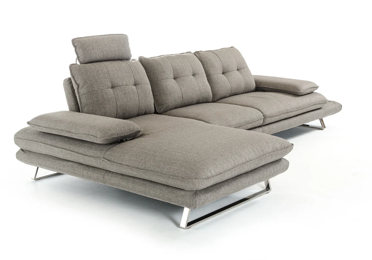 34' Grey Foam Steel Wood and Veneer Sectional Sofa By Homeroots - Image 5