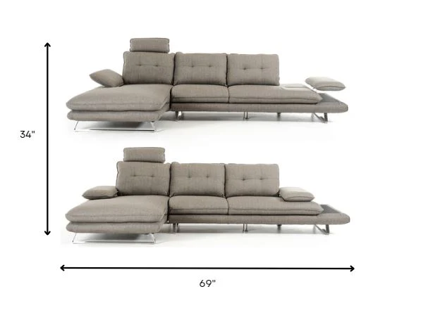 34' Grey Foam Steel Wood and Veneer Sectional Sofa By Homeroots - Image 6