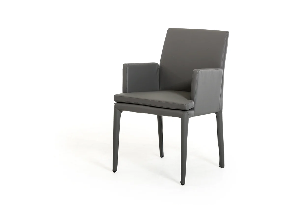 34' Grey Leatherette And Metal Dining Chair By Homeroots
