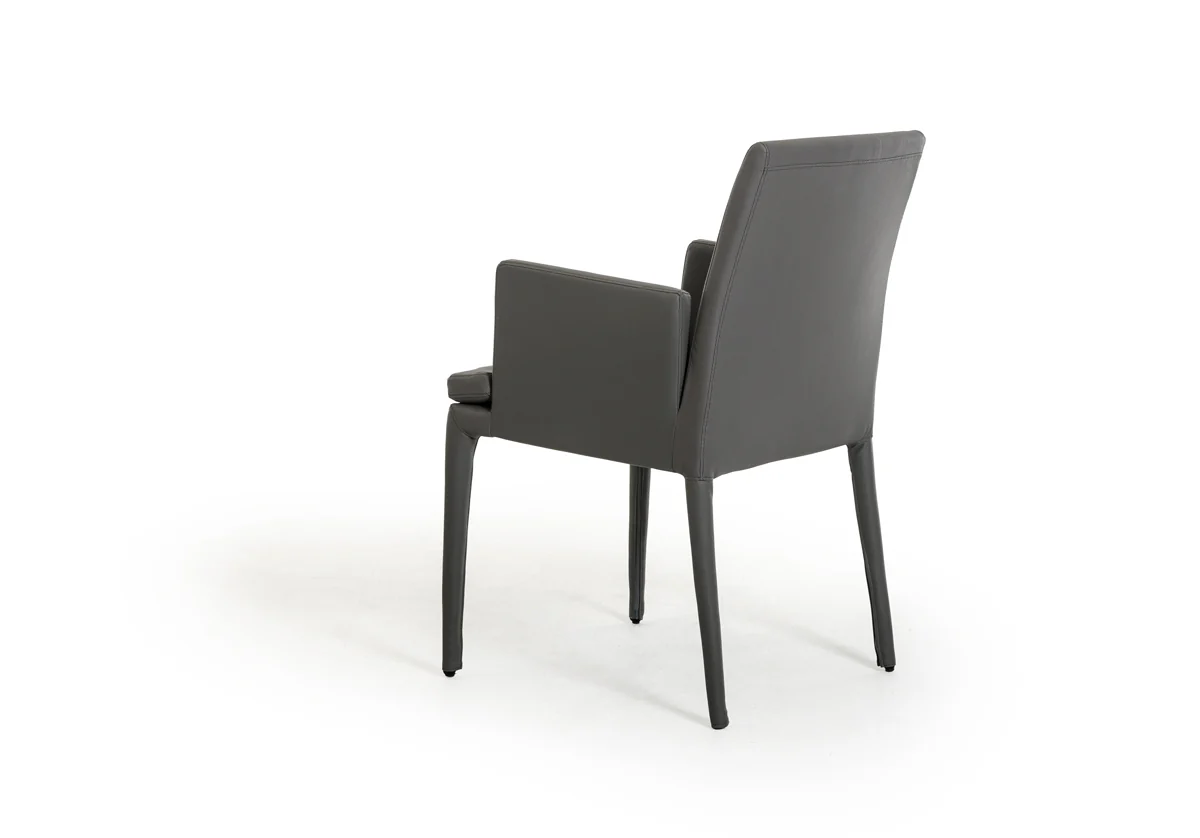 34' Grey Leatherette And Metal Dining Chair By Homeroots - Image 2