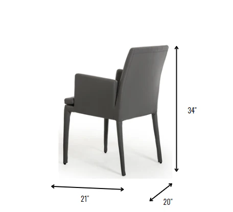 34' Grey Leatherette And Metal Dining Chair By Homeroots - Image 4