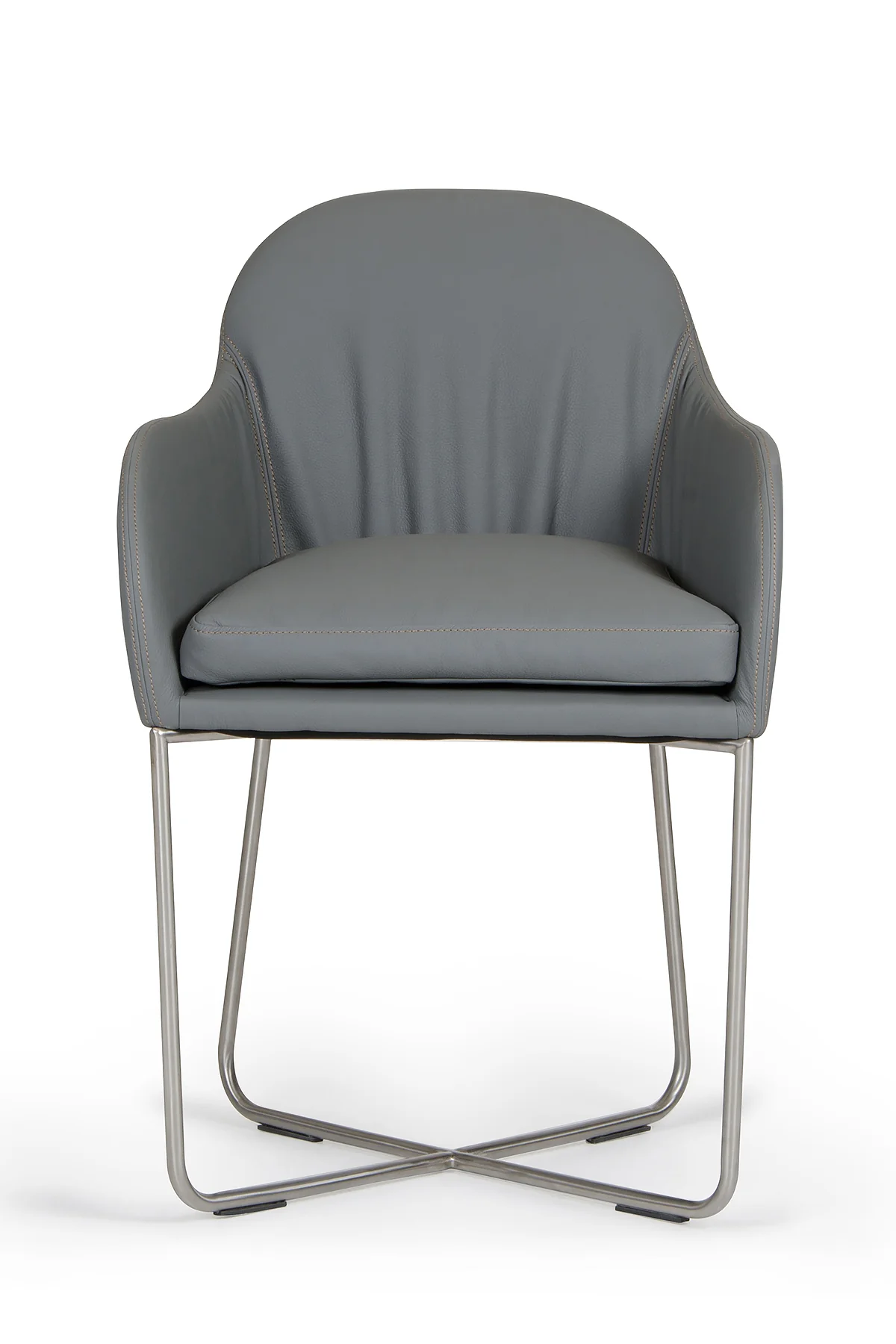 34' Grey Leatherette And Steel Dining Chair By Homeroots - Image 2