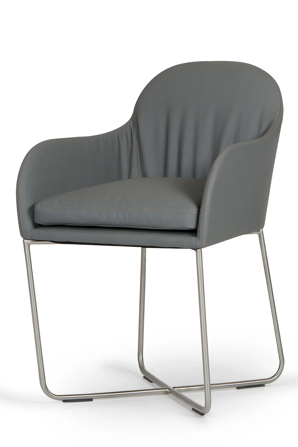 34' Grey Leatherette And Steel Dining Chair By Homeroots - Image 3