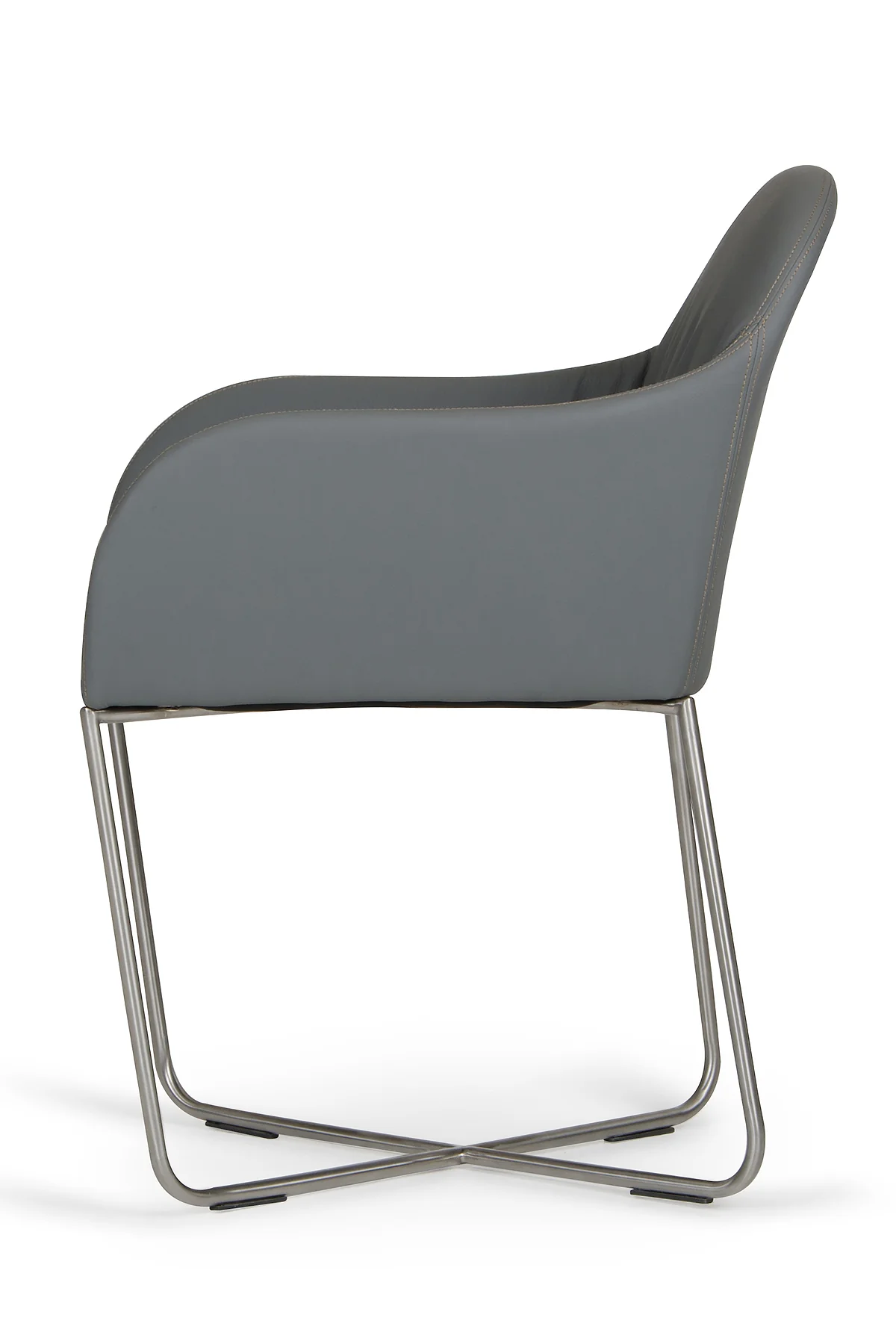34' Grey Leatherette And Steel Dining Chair By Homeroots - Image 4