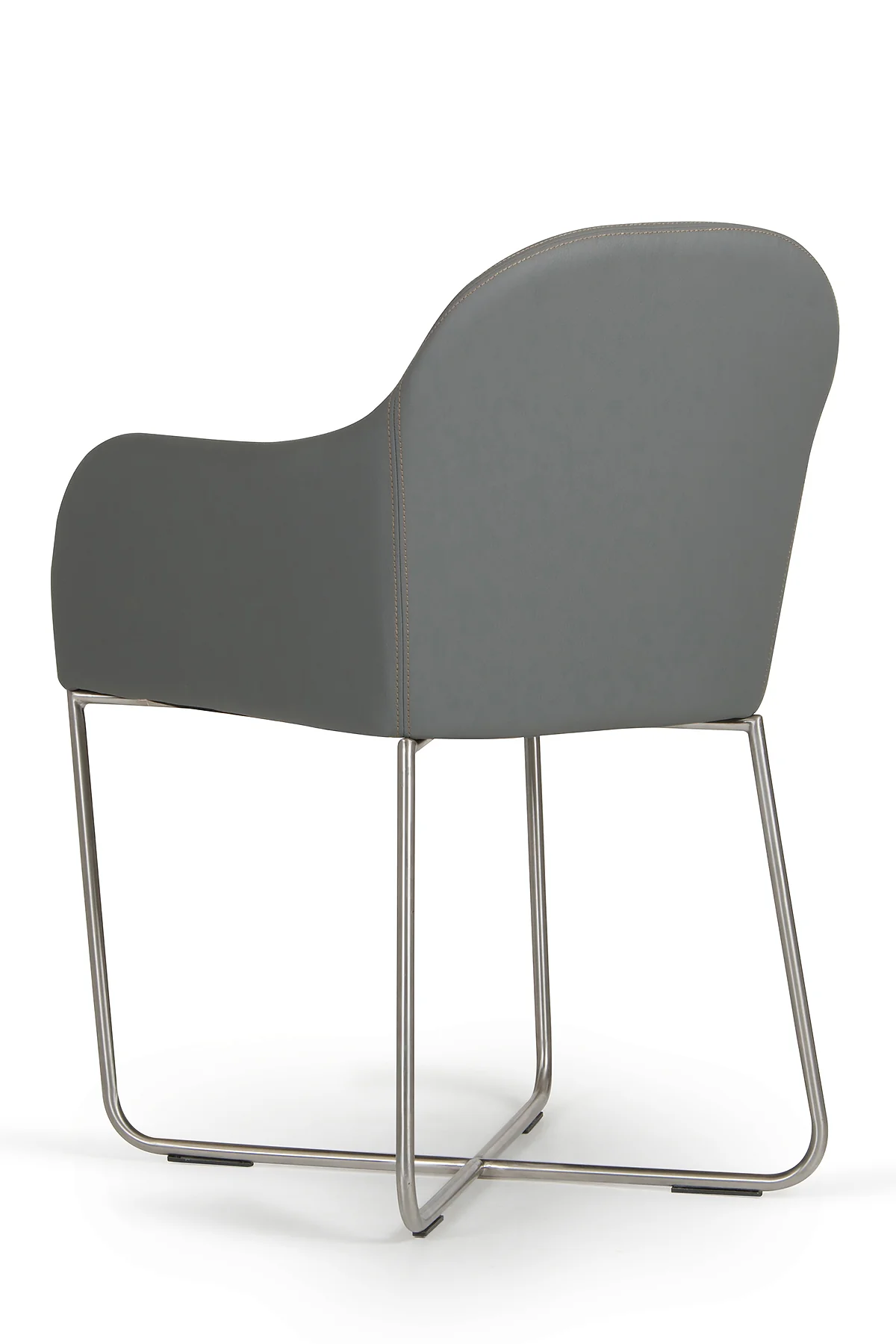 34' Grey Leatherette And Steel Dining Chair By Homeroots - Image 5