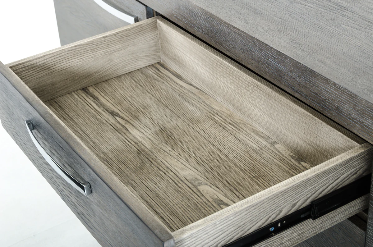 34' Grey Veneer And Steel Buffet With 3 Drawers And 2 Doors By Homeroots - Image 4