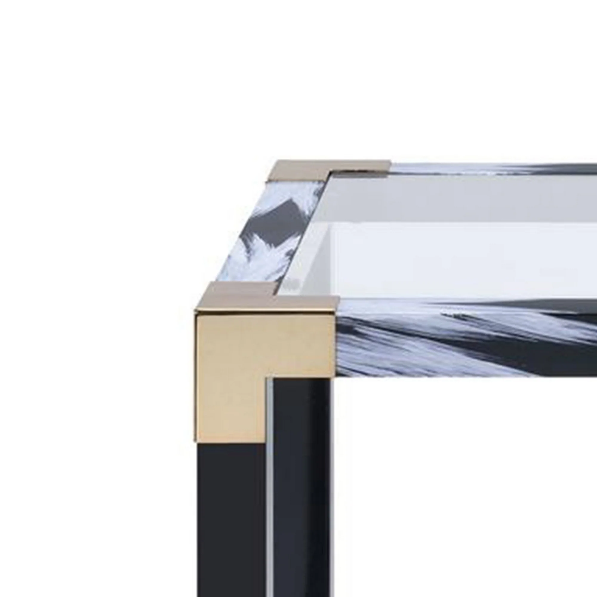 34 Inch Glass Top Rectangular Metal End Table, Black By Benzara - Image 3