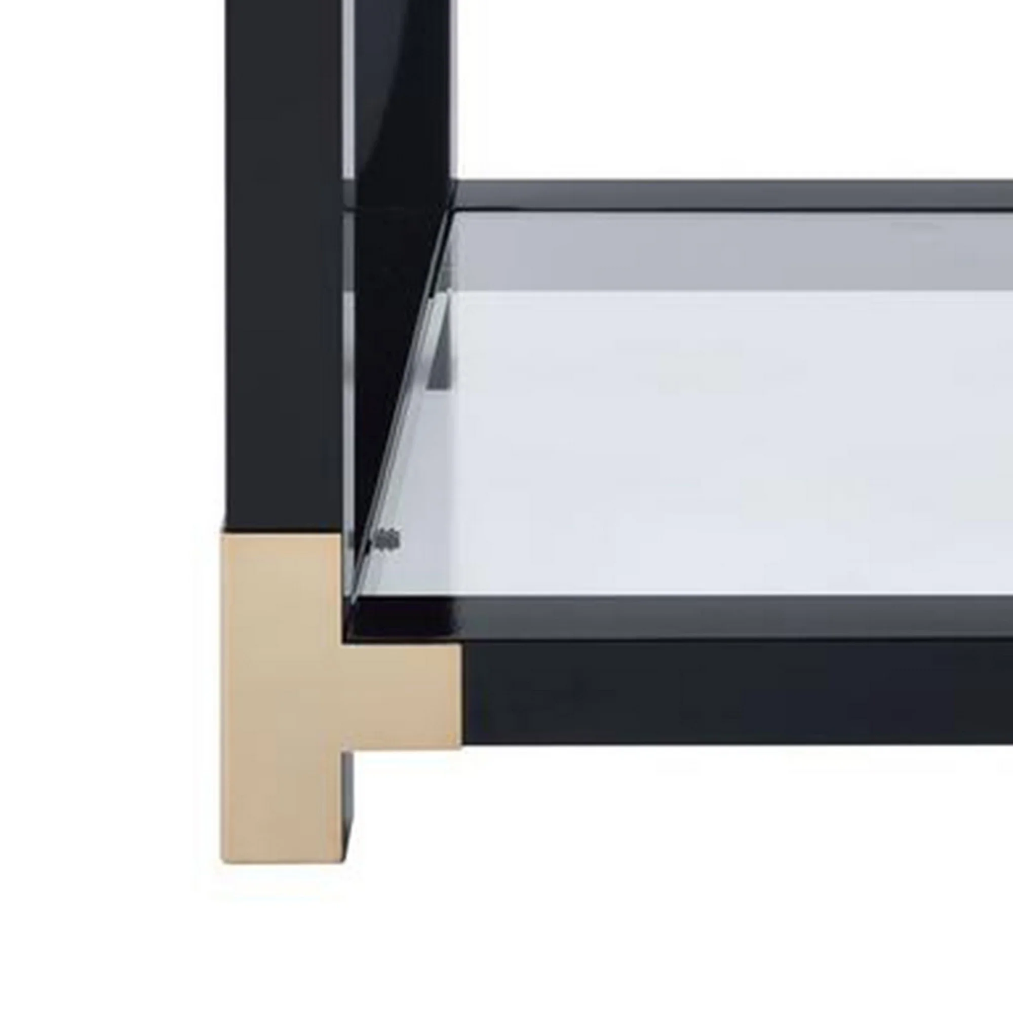 34 Inch Glass Top Rectangular Metal End Table, Black By Benzara - Image 4