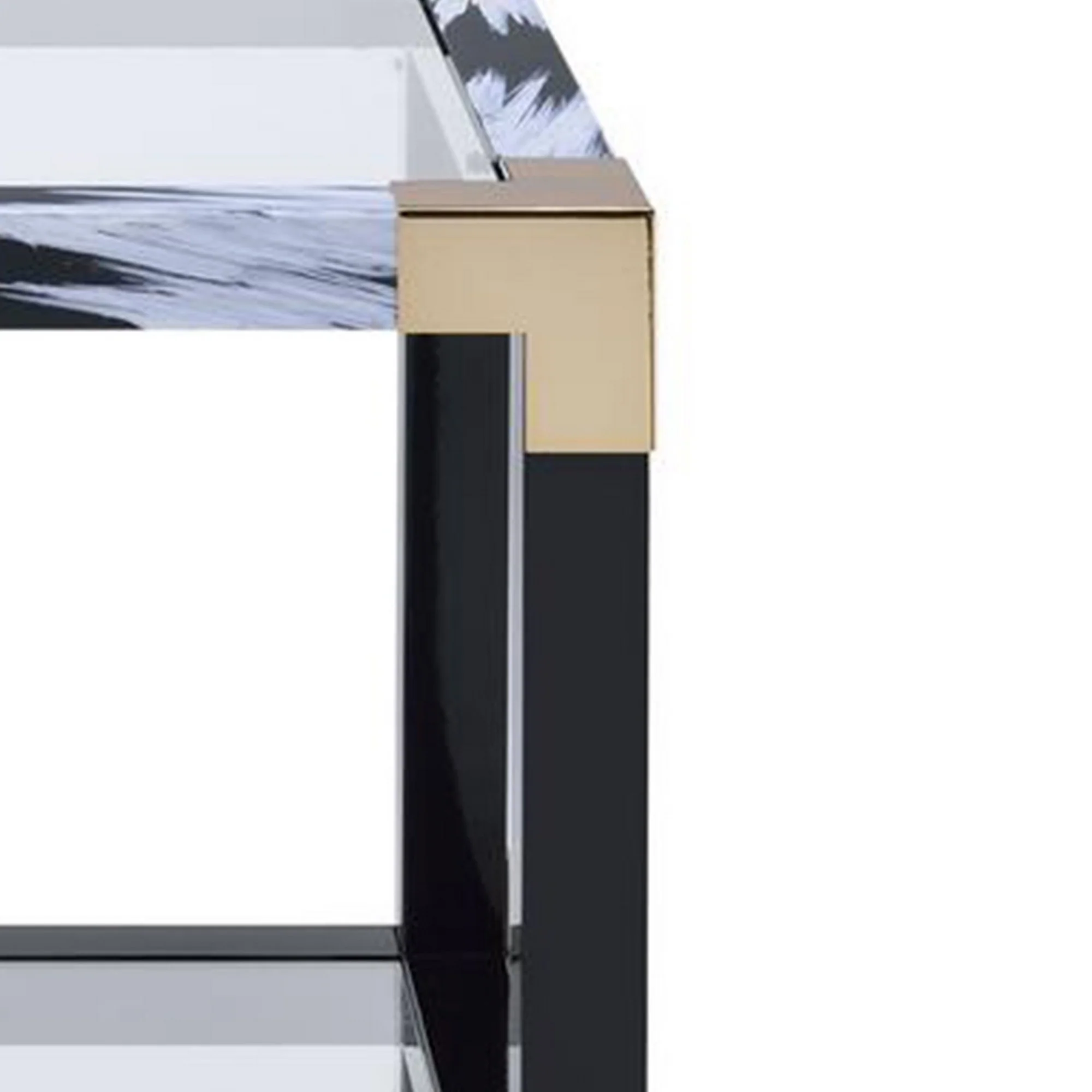 34 Inch Glass Top Rectangular Metal End Table, Black By Benzara - Image 5