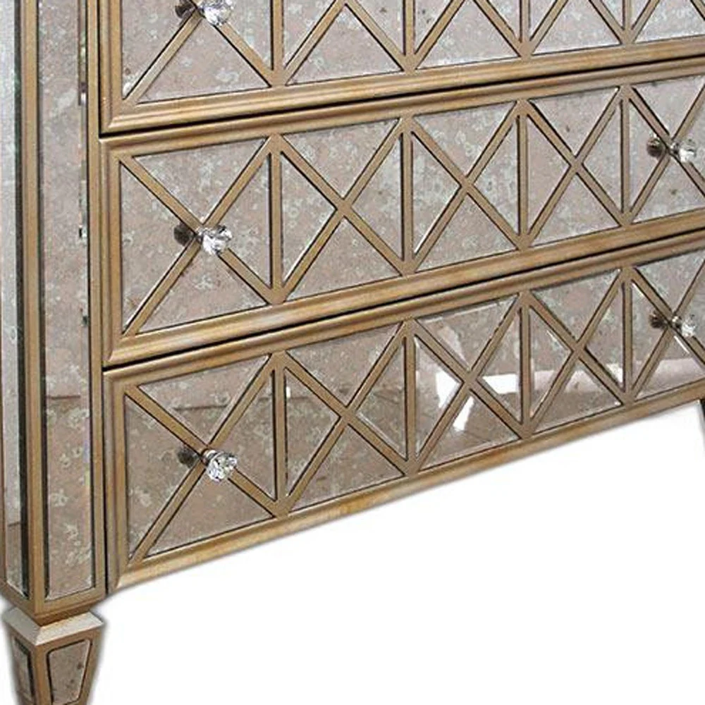34' Mirrored Glass And Mdf Dresser With 3 Drawers By Homeroots - Image 6