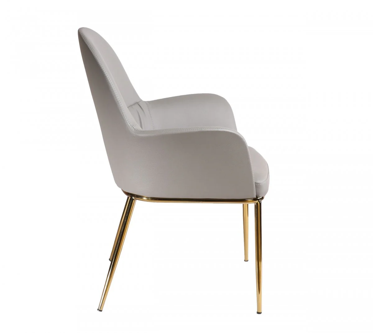 34" Mod Gray Faux Leather and Gold Accent Chair By Homeroots - Image 2