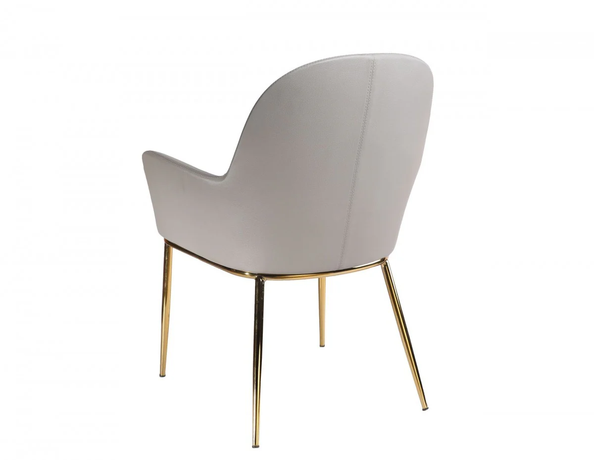 34" Mod Gray Faux Leather and Gold Accent Chair By Homeroots - Image 3
