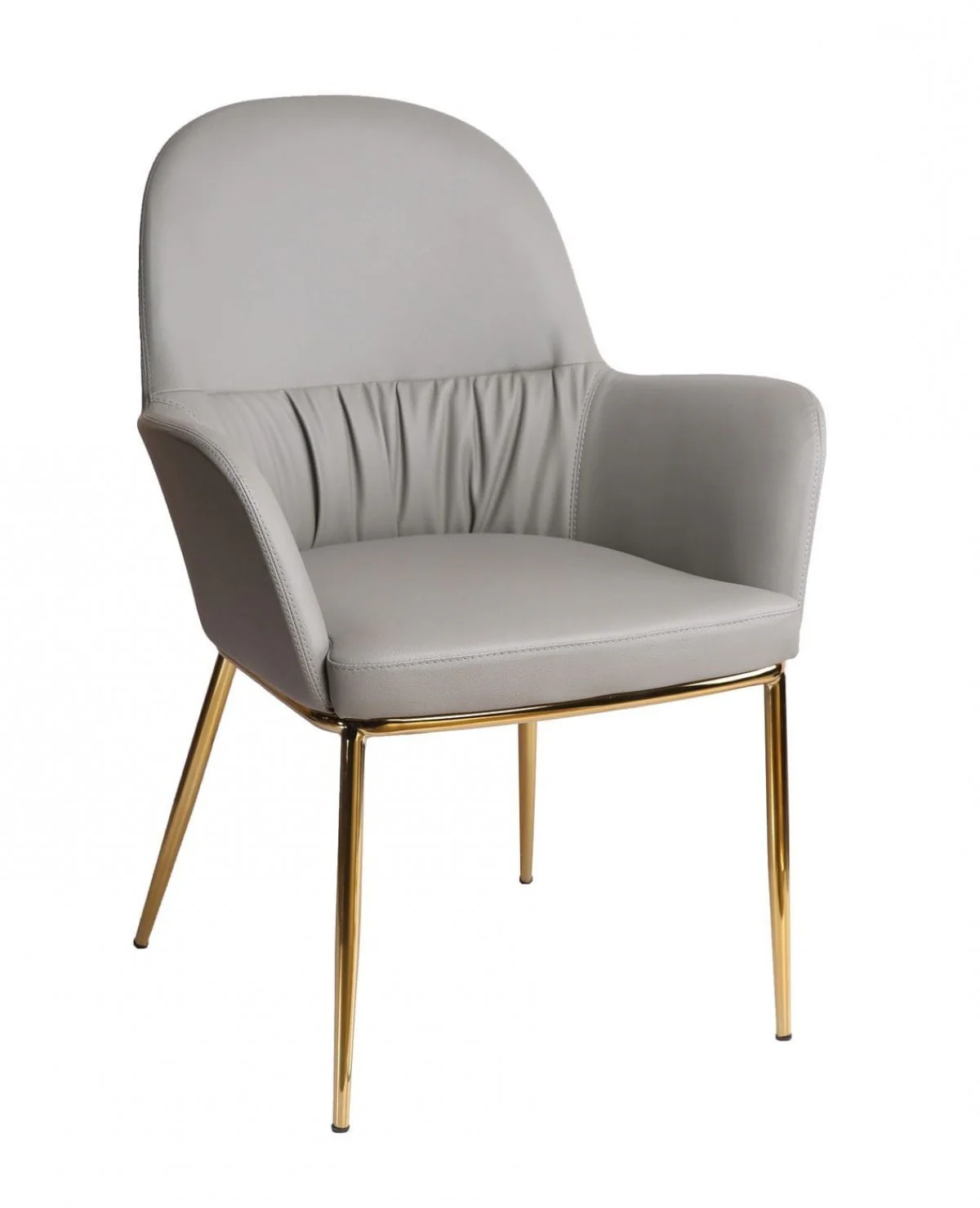 34" Mod Gray Faux Leather and Gold Accent Chair By Homeroots - Image 4