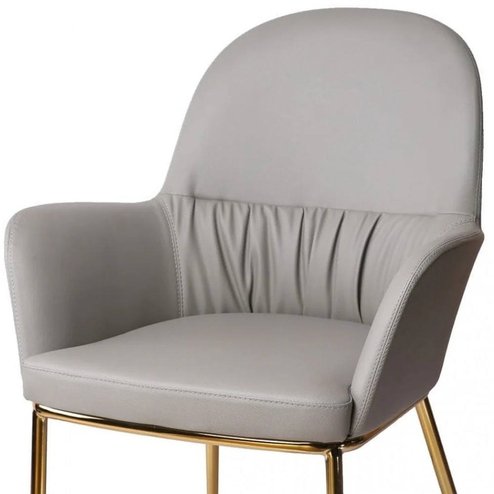 34" Mod Gray Faux Leather and Gold Accent Chair By Homeroots - Image 5