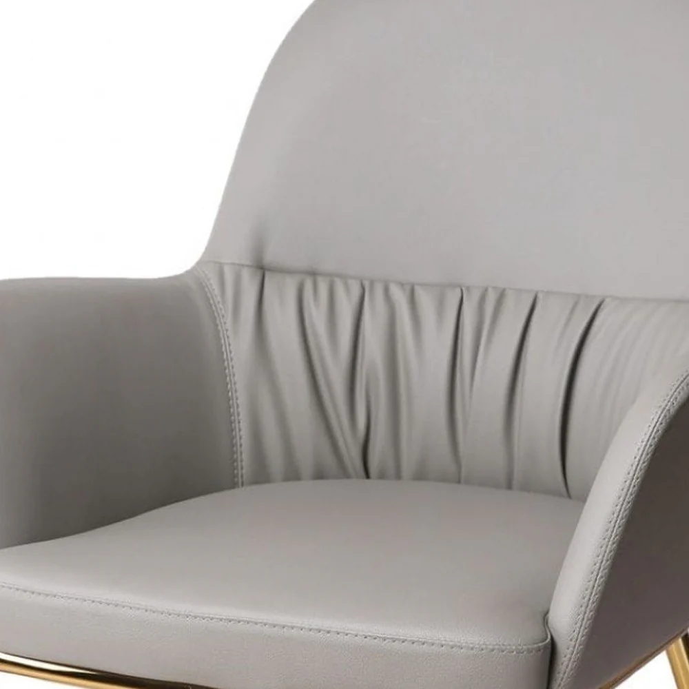 34" Mod Gray Faux Leather and Gold Accent Chair By Homeroots - Image 6
