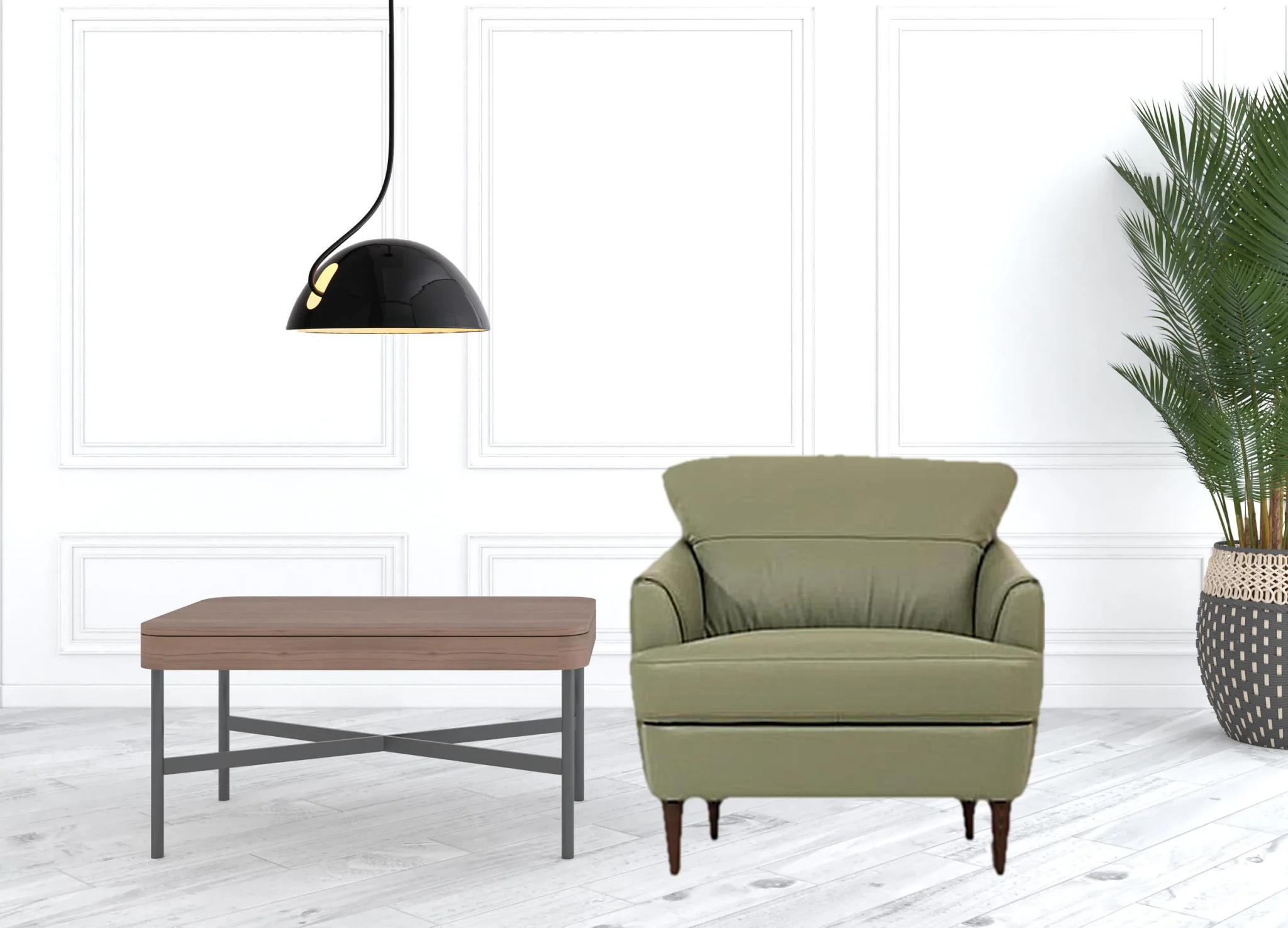 34" Moss Green Genuine Leather And Black Arm Chair By Homeroots - Image 3