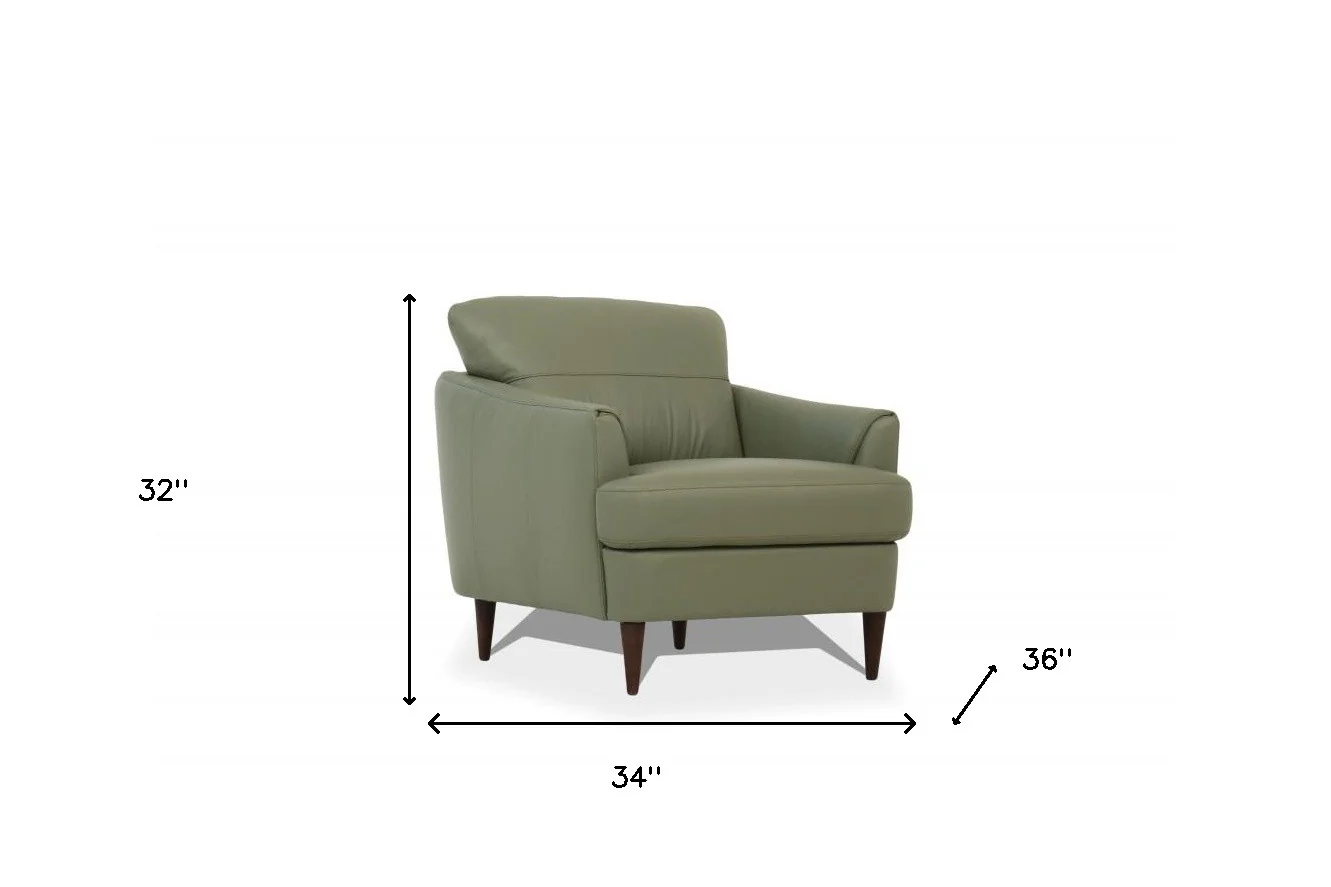 34" Moss Green Genuine Leather And Black Arm Chair By Homeroots - Image 5