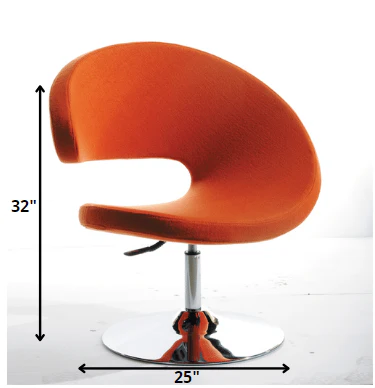 34' Orange Fabric Polyester and Wool Lounge Chair By Homeroots - Image 2