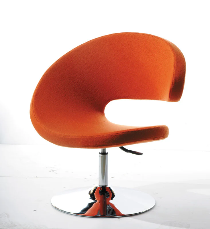 34' Orange Fabric Polyester and Wool Lounge Chair By Homeroots - Image 3