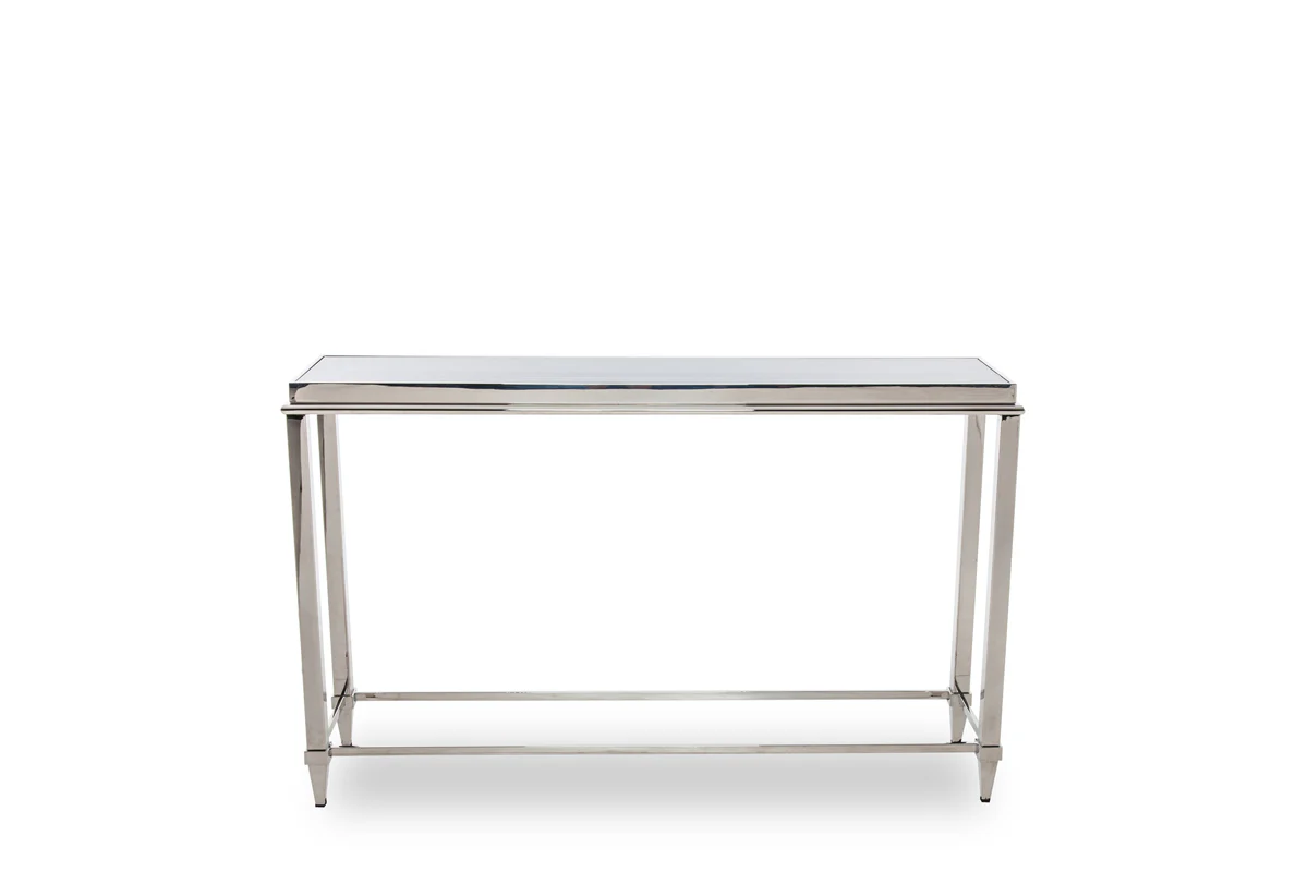 34' Stainless Steel and Glass Console Table By Homeroots - Image 2