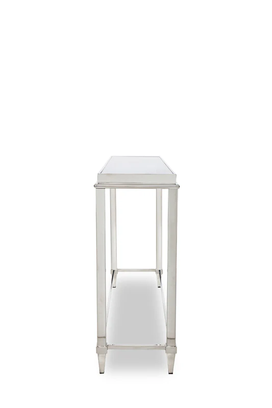 34' Stainless Steel and Glass Console Table By Homeroots - Image 3