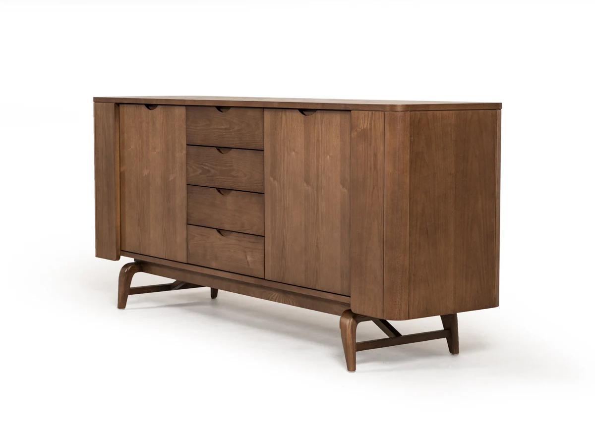 34" Walnut Wood And Veneer Buffet By Homeroots - Image 2