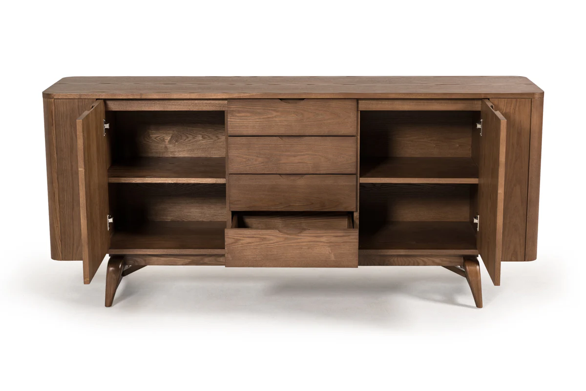 34" Walnut Wood And Veneer Buffet By Homeroots - Image 3