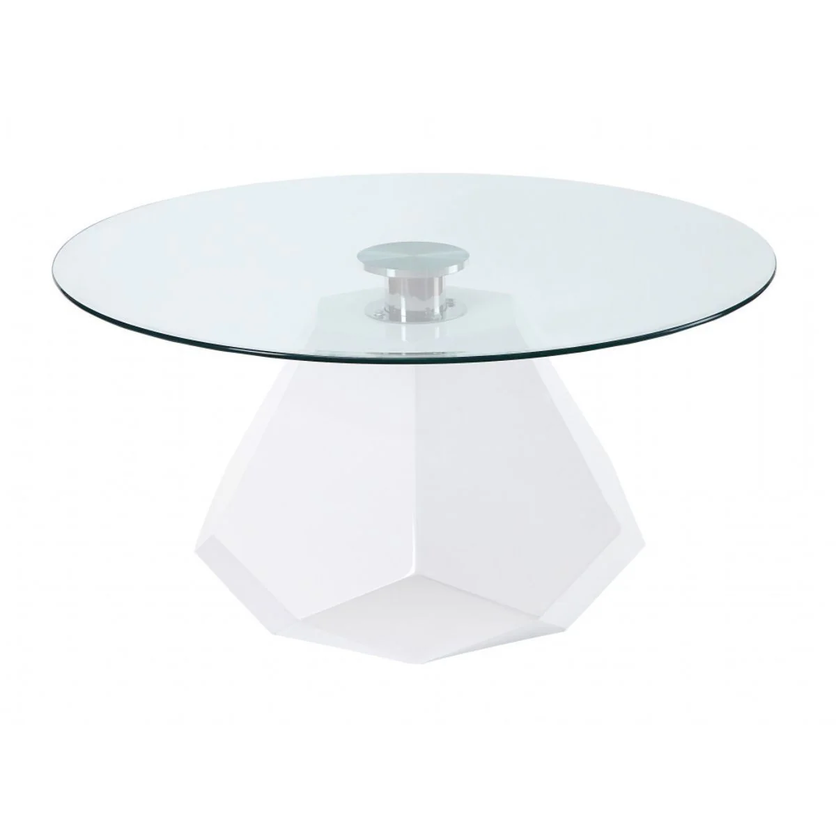 34" White And Clear Glass And Manufactured Wood Round Coffee Table By Homeroots - Image 2