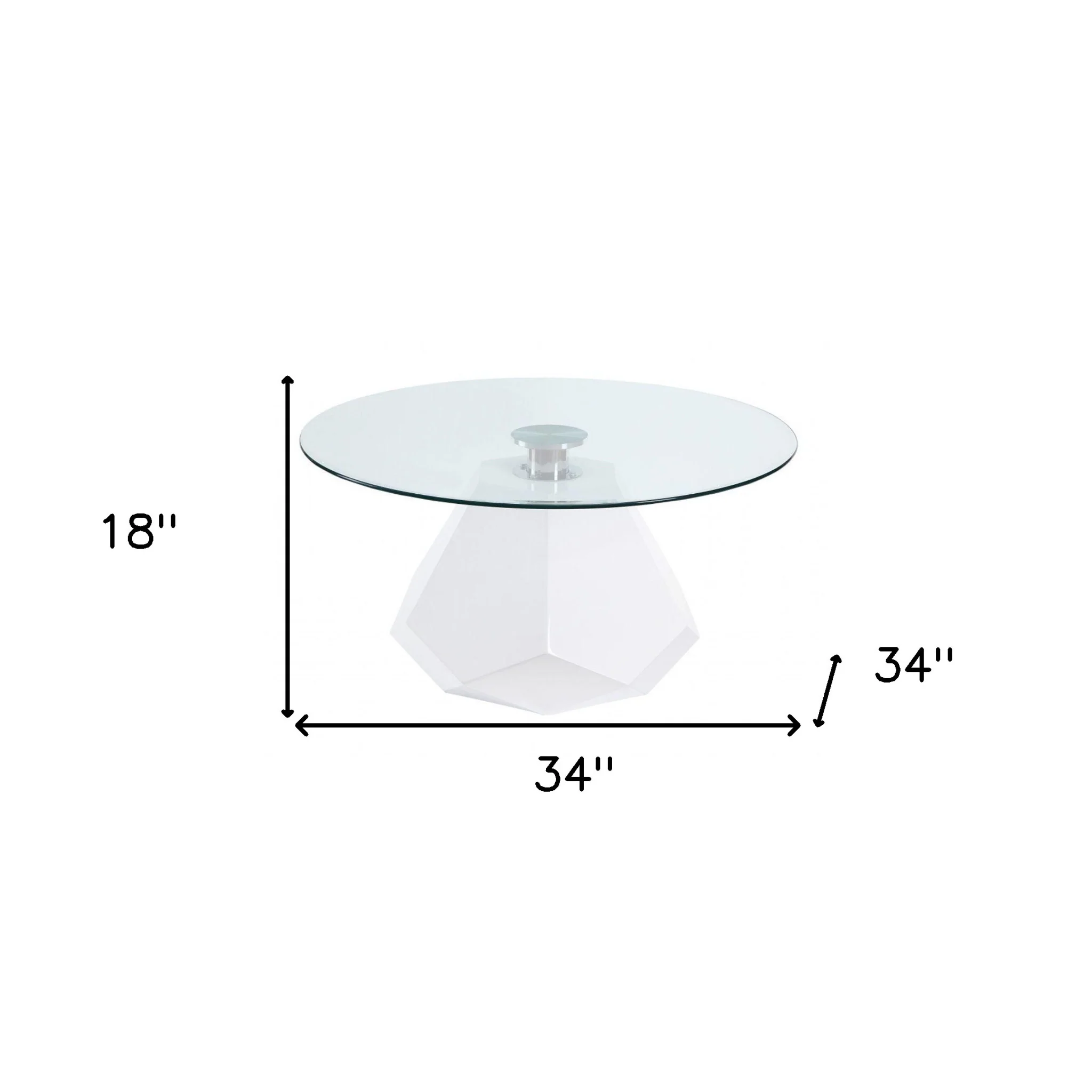 34" White And Clear Glass And Manufactured Wood Round Coffee Table By Homeroots - Image 6