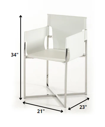 34' White Eco Leather And Stainless Steel Dining Chair By Homeroots - Image 2