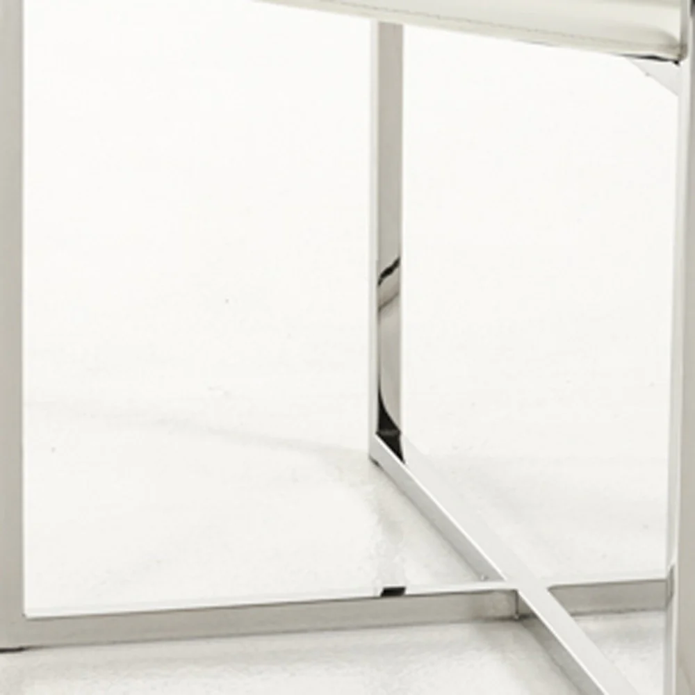 34' White Eco Leather And Stainless Steel Dining Chair By Homeroots - Image 4