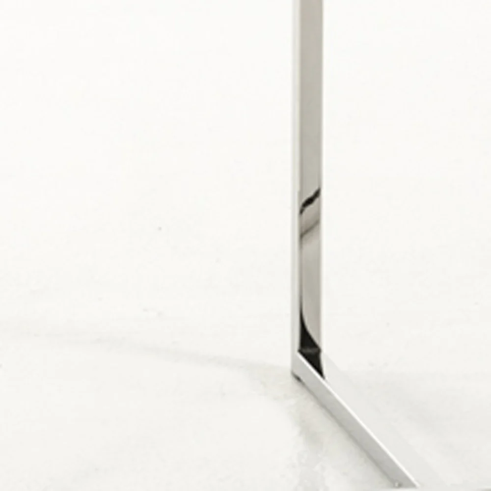 34' White Eco Leather And Stainless Steel Dining Chair By Homeroots - Image 5