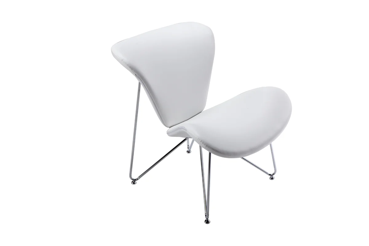 34' White Fabric Polyester and Metal Accent Chair By Homeroots - Image 2