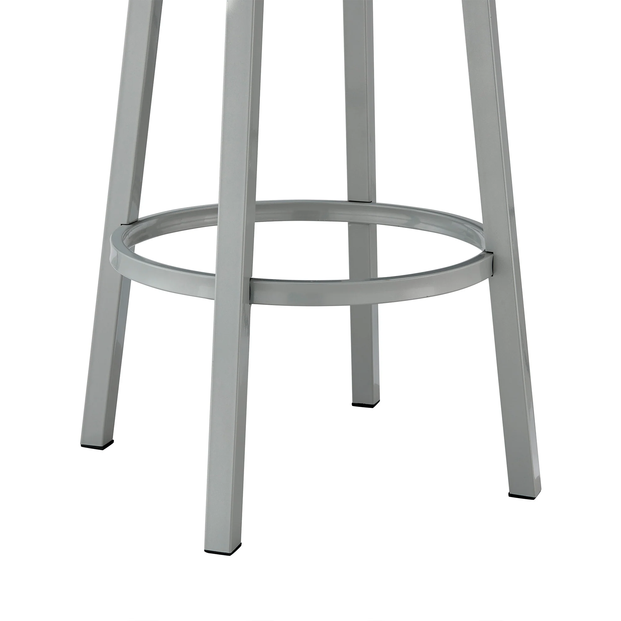 34" White Faux Leather And Iron Swivel Low Back Counter Height Bar Chair By Homeroots - Image 9